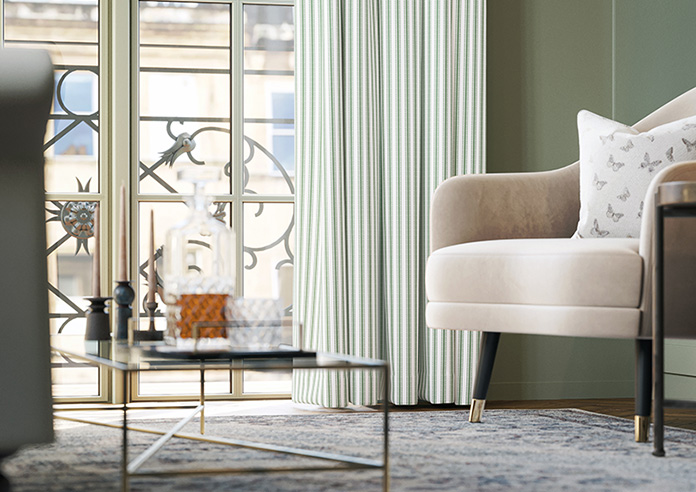 Lace Stripes, Emerald - Made to Measure Curtains - Image 5